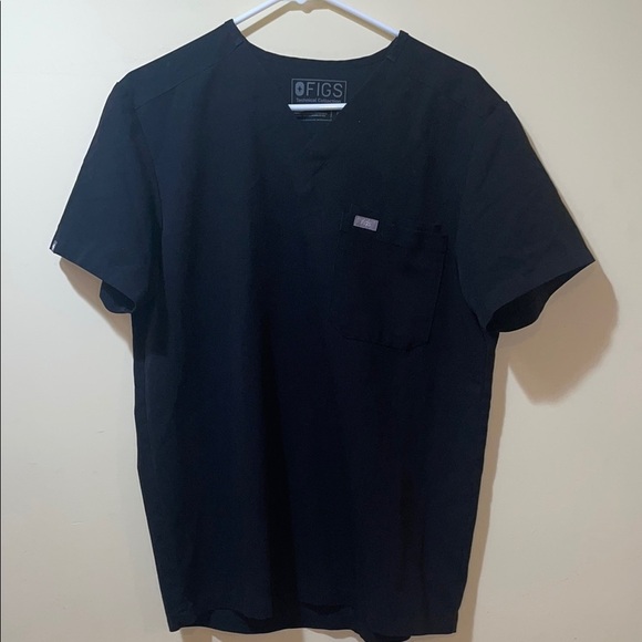 Mens FIGS Technical Collection Leon 3 Pocket Scrub Top Black - Picture 1 of 5